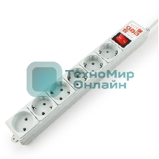 Сетевой фильтр Power Cube B, 3.0 м, 5+1 розетка, серый