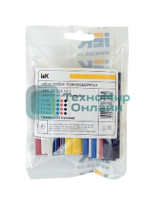 Набор трубок термоусадочных тонкостен. ТТУ 2/1; 4/2; 6/3; 8/4 (Ж; С; К; Ч; Б) 20х8см разноцвет. IEK UDRS-D2-D8-10-2
