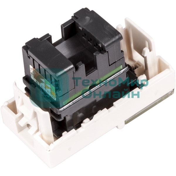 Вставка Mosaic 22.5x45, RJ-45 UTP, кат.6, со шторкой и увеличенным окном маркировки, белая