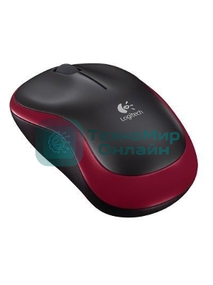 Мышь беспроводная Logitech M185, красный, 1000 dpi, радиоканал, USB, кнопки - 3