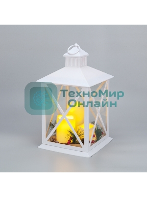 Фонарь декоративный (фигура) с тремя свечами Neon-night, белый корпус, 24х24х40 см, теплый белый