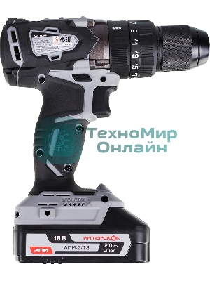 Дрель-шуруповерт ИНТЕРСКОЛ ДАУ-13/18В, 18 В, 2 Ач, 60 Нм, бесщеточный, ударный