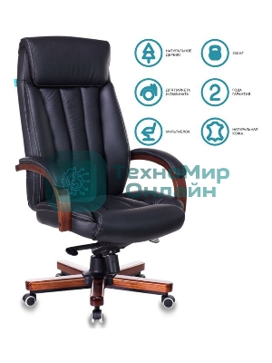 Кресло Бюрократ T-9922WALNUT/BLACK черный, кожа