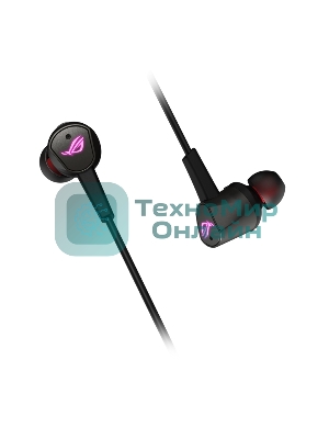 Гарнитура ASUS ROG Cetra II чёрный, проводная, USB-C, вставные, шумоподавление микрофона, регулятор громкости, чехол в комплекте