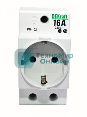 Розетка 16А 220В 2P+PEN на DIN-рейку PM-102 SchE 18012DEK