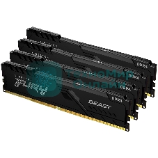 Оперативная память Kingston Fury Beast, DDR4, 32Gb (4x8GB), 3200MHz, CL16, DIMM, с радиатором, черный