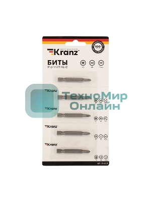 Бита Kranz PZ 1x50 мм для шуруповерта сталь S2 5 шт. (лента)