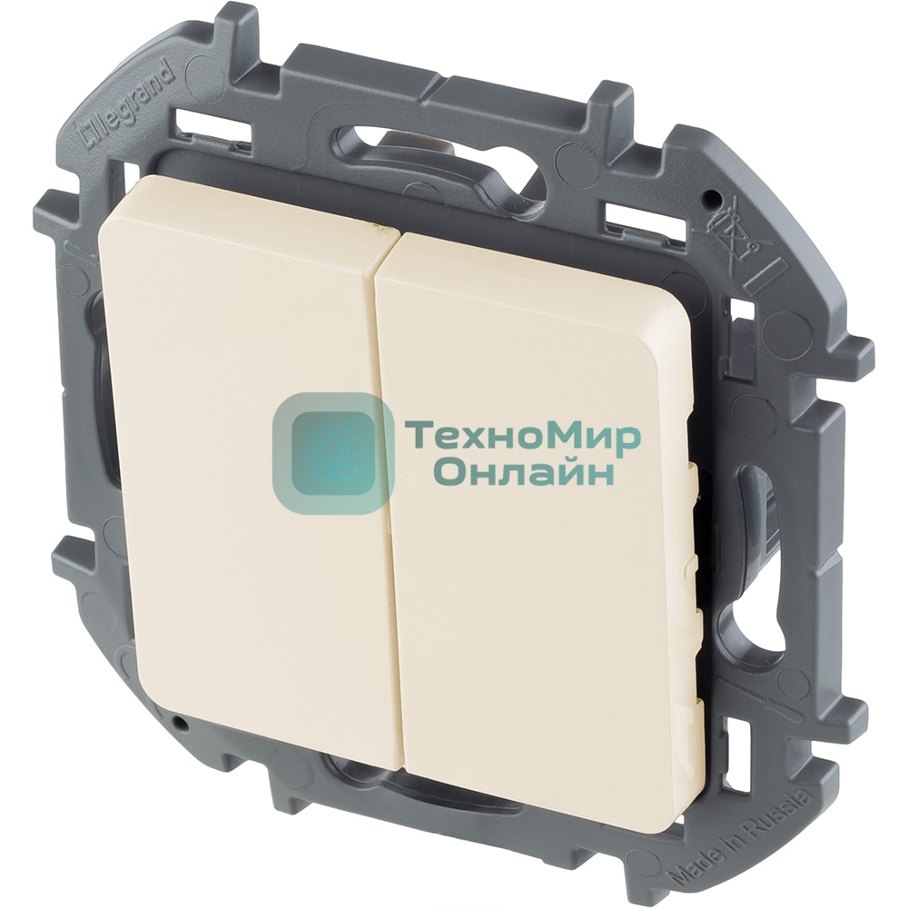 Выключатель 2-клавишный 10AX 250 В слоновая кость