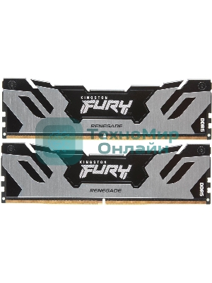 Оперативная память Kingston Fury Renegade, DDR5, 32Gb (2x16Gb), 7200MHz, CL38, DIMM, с радиатором, серебристый/черный