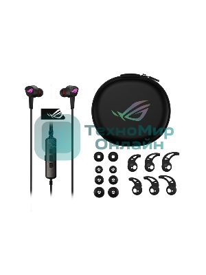 Гарнитура ASUS ROG Cetra II чёрный, проводная, USB-C, вставные, шумоподавление микрофона, регулятор громкости, чехол в комплекте