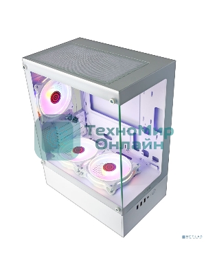 Компьютерный корпус Ginzzu CL485 mATX FAN 3*12LD4 передняя панель Стекло белый
