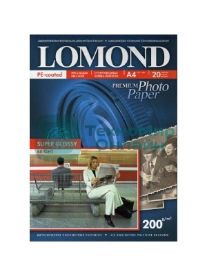 Фотобумага ПРЕМИУМ для стр.печати Lomond 200 г/м2 одностор.Super Glossy Bright 10х15 см (20 л)