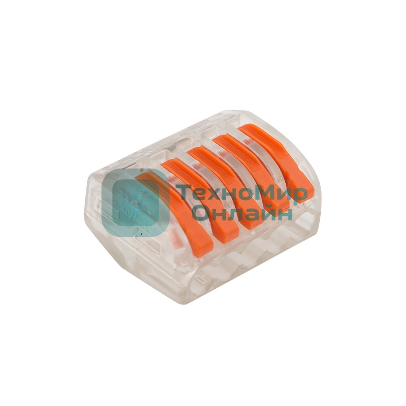 Универсальная клемма Rexant 5-проводная, прозрачная (0,08-2,5/4 мм²) (40 шт./уп.)