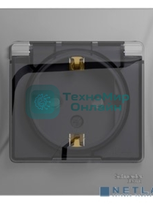 Розетка 1-м СП Glossa 16А с защ. крышкой защ. шторки с заземл. в сборе IP44 алюм. SchE GSL000348