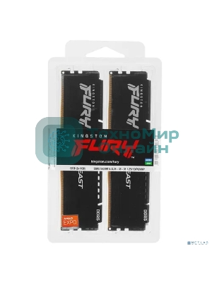 Оперативная память Kingston Fury Beast, DDR5, 32GB (2x16GB), 5600MHz, CL36, DIMM, с радиаторами, черный
