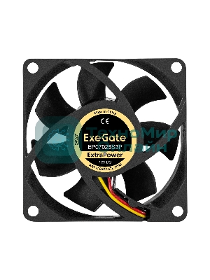 Вентилятор для корпуса ExeGate ExtraPower EP07025S3P черный, 70 мм, 4800 об/мин, 46.2 дБ, 3 pin