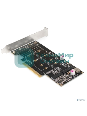 Переходник ExeGate EXE-597E2 (2 x M.2 M key -> PCI-E x8 v3.0, для установки двух SSD M.2 2230/2242/2260/2280/22110 M key NGFF в слот PCI-E, материнская плата должна быть c функции Bifurcation PCI-E)