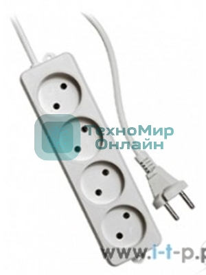Удлинитель Гарнизон EL-NL4-W-2, 4 розетки допустимый ток 10А, длина 2 м.