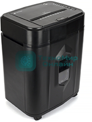 Шредер Heleos АП23-4 черный с автоподачей (секр.P-4) фрагменты 145лист. 23лтр. скрепки скобы пл.карты