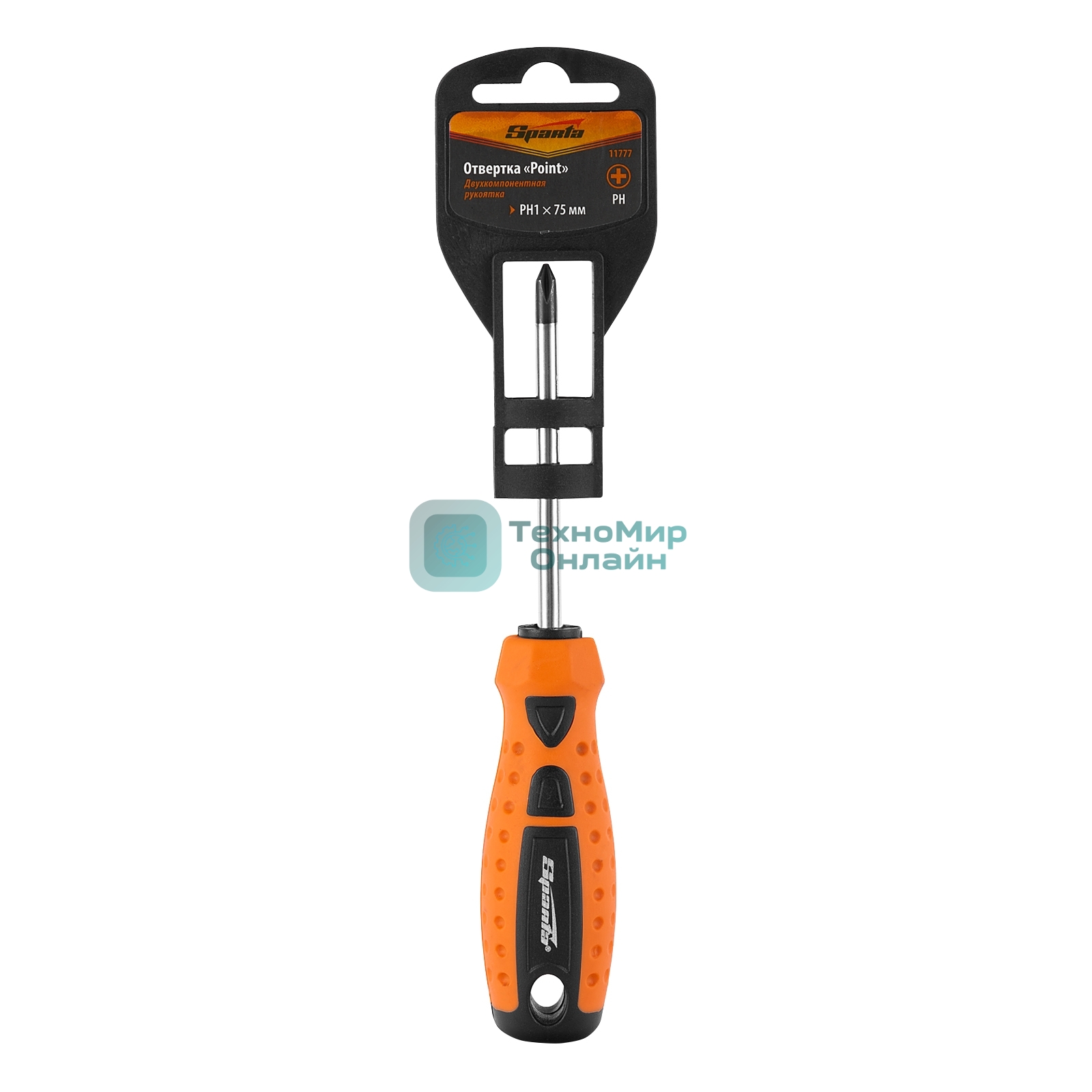 Отвертка Sparta point ph1х75мм crv двухкомпонентная рукоятка