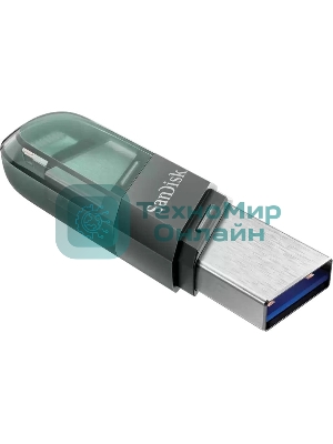 Флешка USB Sandisk IX90N iXpand Flip (SDIX90N-064G-GN6NN), 64Gb, USB 3.1/Lightning, R/W 150/70, зеленый/серебристый