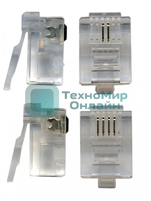 Коннектор RJ12 LANMASTER д/кабеля 6-ти контактный, 100 шт.