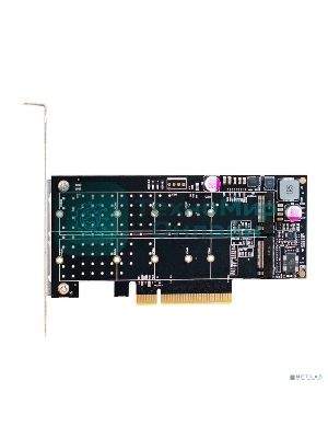 Переходник ExeGate EXE-597E2 (2 x M.2 M key -> PCI-E x8 v3.0, для установки двух SSD M.2 2230/2242/2260/2280/22110 M key NGFF в слот PCI-E, материнская плата должна быть c функции Bifurcation PCI-E)