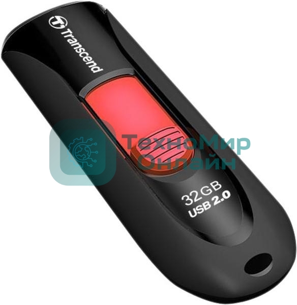 Флешка USB Transcend Jetflash 590 (TS32GJF590K), 32Gb, USB 2.0, R/W 15/5, черный/красный