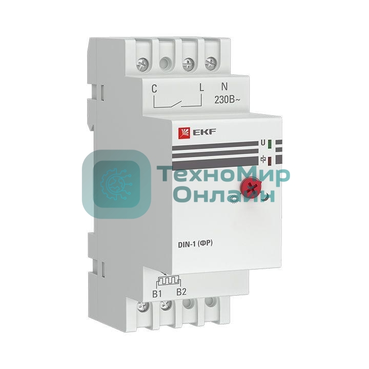 Фотореле с выносным датчиком DIN-1 (ФР) 2-100Лк 25А (3000Вт) EKF fr-din-1-25