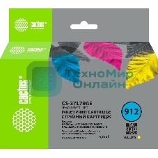 Картридж струйный Cactus CS-3YL79AE 912 желтый (5 мл) для HP OfficeJet 8010/8012/8013/8014/8015/8020/8025
