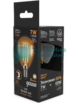 Лампа светодиодная Filament Шар E14 7Вт 2700К Gauss 105801107