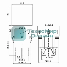 Выключатель клавишный Rexant 250V 6А (6с) ON-OFF красный с подсветкой двойной Mini