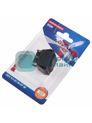 Выключатель клавишный Rexant 250V 15А (6с) ON-OFF-ON черный с нейтралью (RWB-508, SC-767) (в упак. 1 шт.)