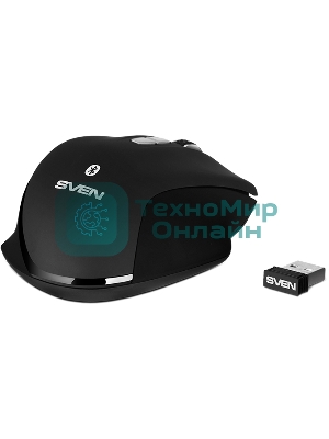 Мышь беспроводная SVEN RX-590SW черный, 1600 dpi, радиоканал, Bluetooth, USB, кнопки - 7