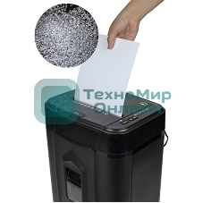 Шредер Heleos АП23-4 черный с автоподачей (секр.P-4) фрагменты 145лист. 23лтр. скрепки скобы пл.карты