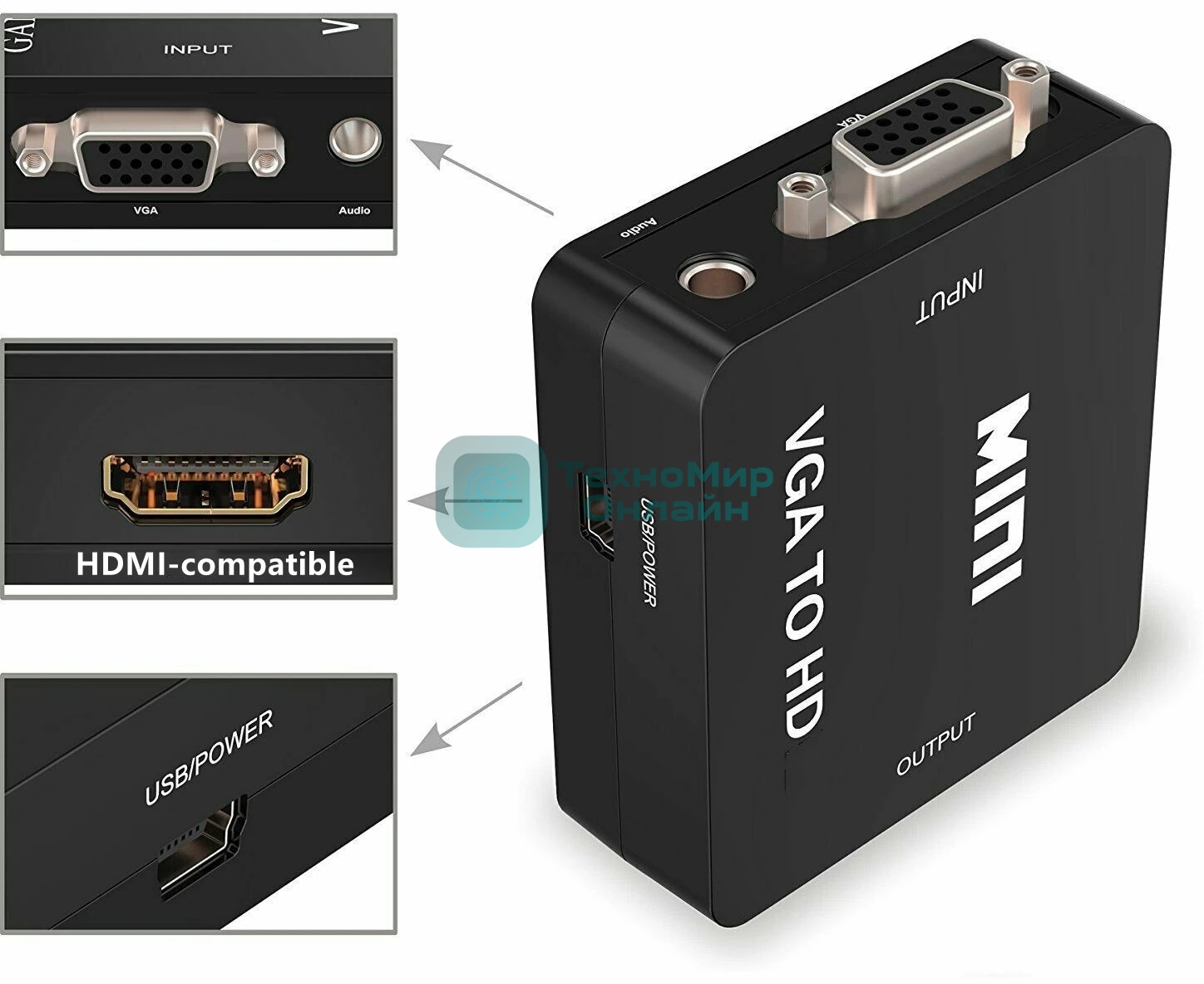 Переходник аудио-видео Premier 5-982 HDMI (f)/RCA (f)/Jack 3.5 (f) черный