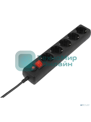 Сетевой фильтр Filum FL-SP3-5-3M-BL, 3 м., черный, 2200 Вт., 5 розеток, коробка 00-01057160