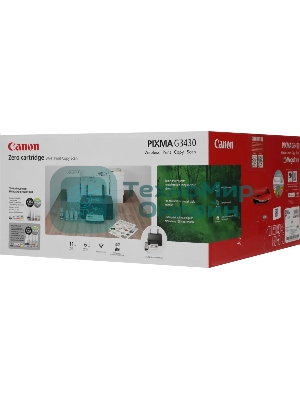 МФУ струйное Canon PIXMA G3430 (5989C009), A4, цветное, печ. 11 стр/мин. (ч/б) 6 стр/мин. (цвет), скан. до 3.16 стр/мин., 4800 x 1200 dpi (печать) 600x1200dpi (скан.), USB, Wi-Fi, Air Print, Mopria
