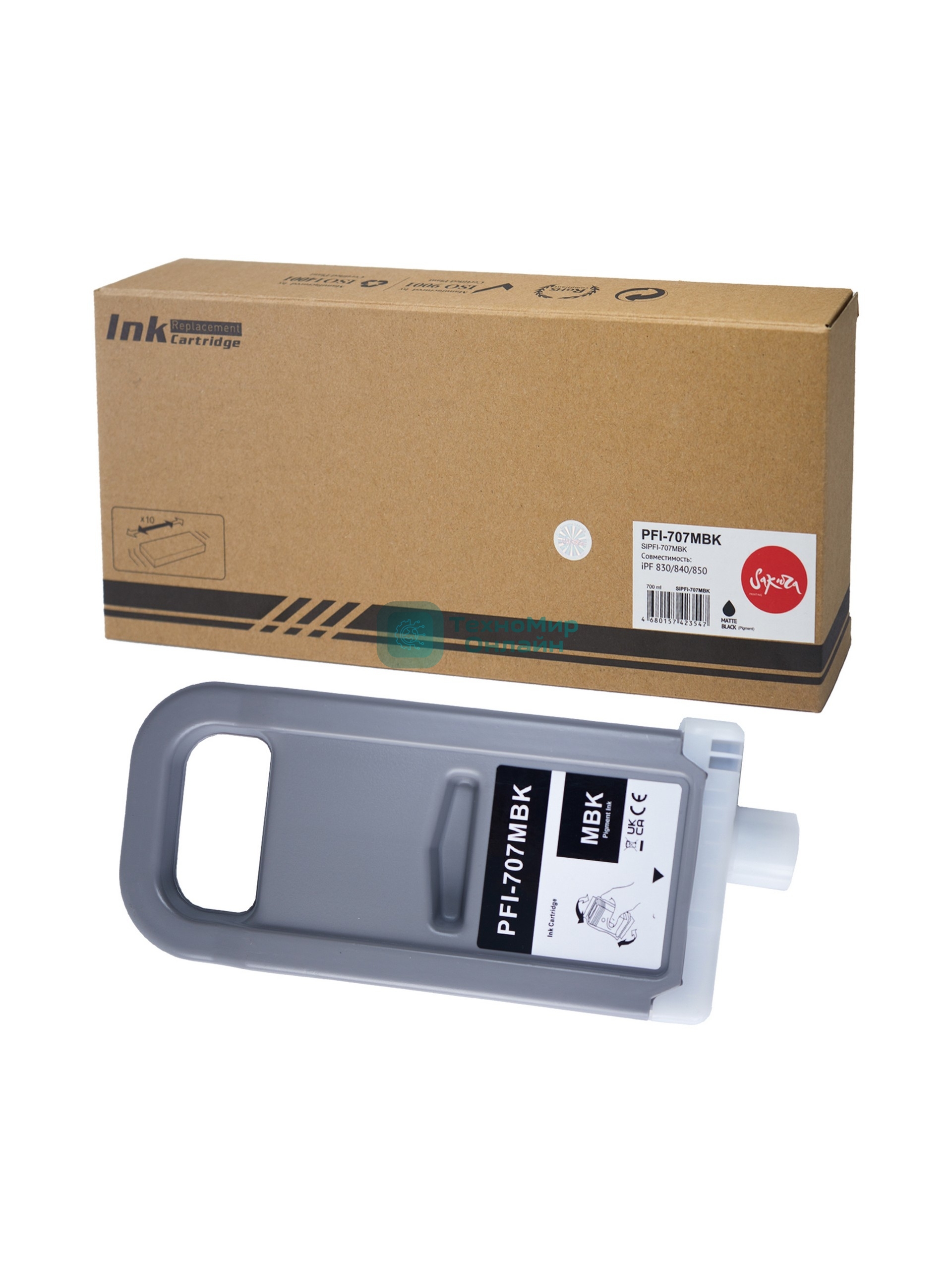 Картридж струйный Sakura 9820B001 (PFI-707MBK pigment) для Canon, матовый черный, 700 мл.