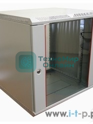 Шкаф телеком. настенный разборный 15U (600х650) дверь стекло, серый RAL 7035