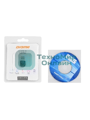Адаптер USB Digma D-BT502 Bluetooth 5.0+EDR class 1.5 20м черный