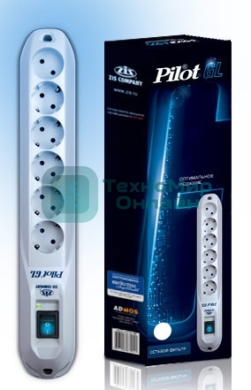 Сетевой фильтр Pilot GL 3 м, 6 розеток, белый, коробка