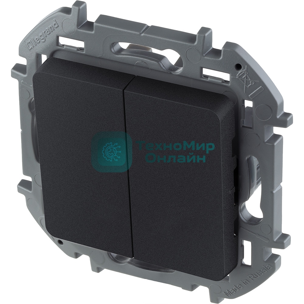 Выключатель 2-клавишный 10AX 250 В антрацит