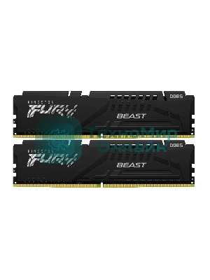 Оперативная память Kingston Fury Beast, DDR5, 32GB (2x16GB), 5600MHz, CL40, DIMM, с радиаторами, черный