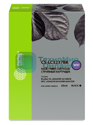 Картридж струйный Cactus CS-LC3237BK черный (65 мл) для Brother HL-J6000DW/J6100DW