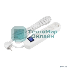 Удлинитель PC 3 м, 4 р с/з, с выкл.16А бел. PC-5B-3M