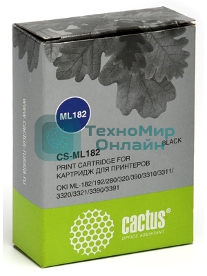 Картридж матричный Cactus CS-ML182 черный, 8мм, 1.6м, 2 400 000 знаков, для OKI ML-182/192/280/320/390