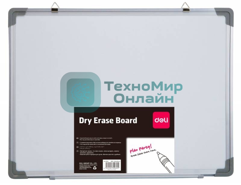 Демонстрационная доска Deli E39037A магнитно-маркерная, лак, 120x180 см, алюминиевая рама белый