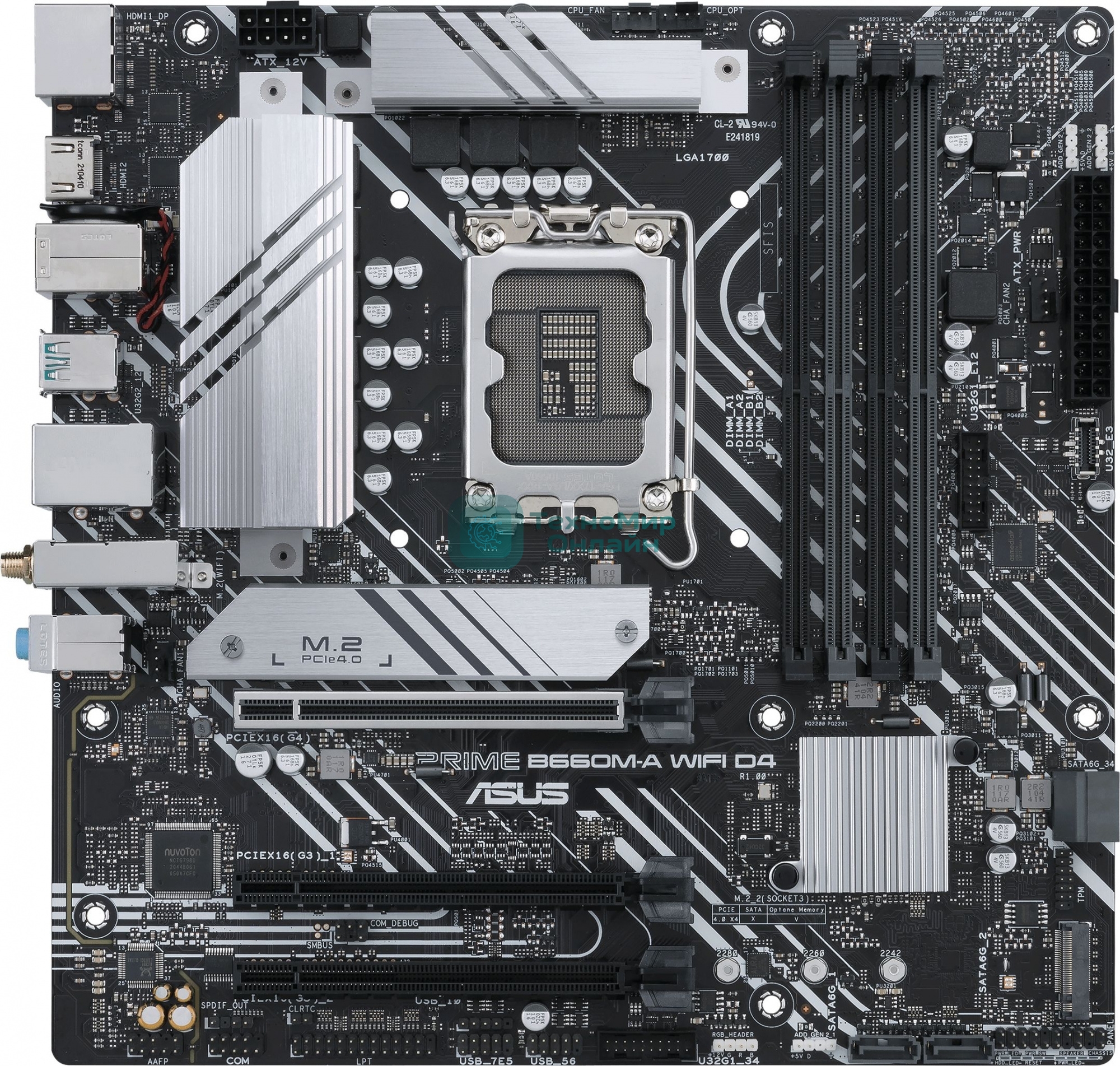 Материнская плата ASUS PRIME B660M-A WIFI D4, Socket LGA 1700, Intel B660, 4xDDR4, 4xSATA, 2xM.2, 1xPCIe 4.0 x16, 1xPCIe 3.0 x16, 1xDP, 2xHDMI, 1x 1Gb LAN, 2xUSB-A 3.2 Gen 2, 4xUSB-A 2.0, 3x3.5 мм, 7.1, mATX