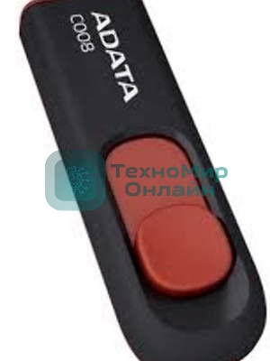 Флешка USB ADATA С008 (AC008-64G-RKD), 64Gb, USB 2.0, R/W 15/5, черный/красный